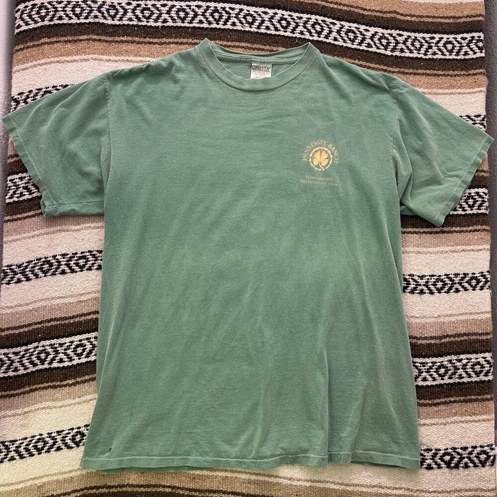 Vintage 90's Fennessey Ranch Reserve Refugio County Texas Green Shirt Sz Large